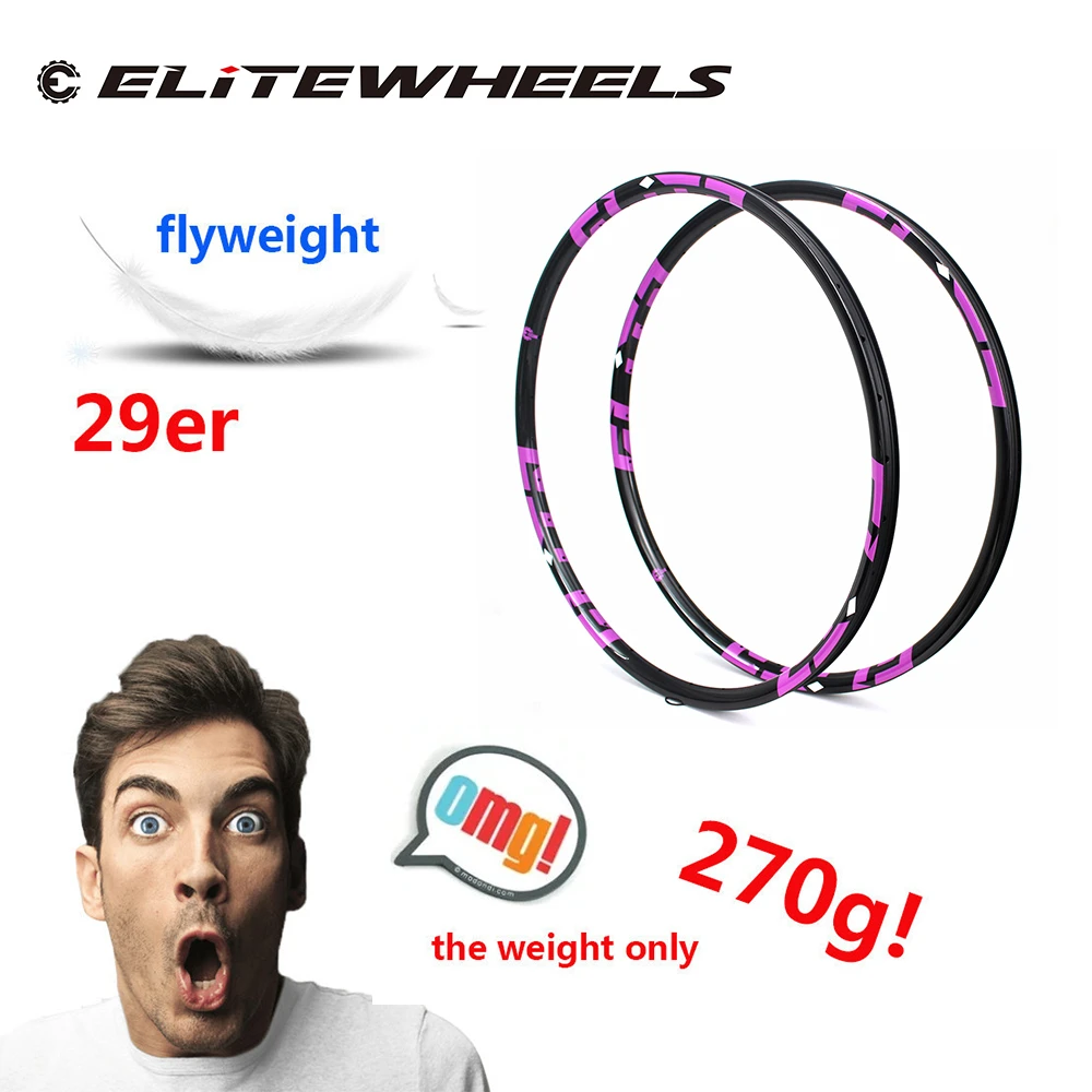 Комплект колес для горного велосипеда ELITEWHEELS 270g Only 29er карбоновый обод 28 32 36H 27*23 мм