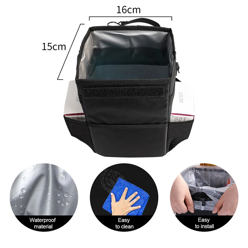 Car Trash Can Car Folding High Quality Trash Can Waterproof Liner Creative Oxford Material, Washable and Durable Black