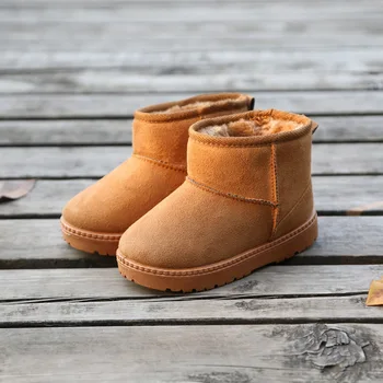 

Children's snow boots boys and girls cotton shoes baby short boots soft bottom slip plus velvet warm waterproof