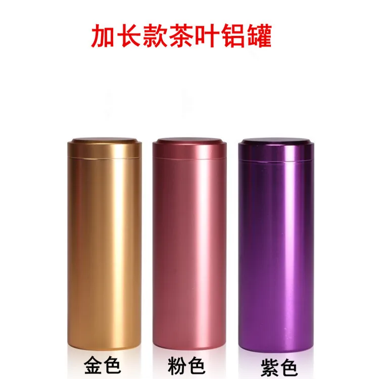 Lengthen Titanium Alloy Tea Packaging Aluminum Cans Mini Portable Travel Sealed Metal Cans Spiral Sandblasting Cigarette Case