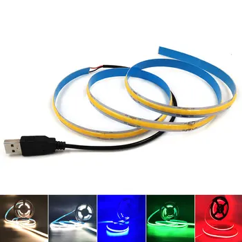 

Balance Lighting Flexible COB Strip LED Tape 5V Powered USB LED Strips Lamp with Remote Control Dimmer Colorful Decorative Light
