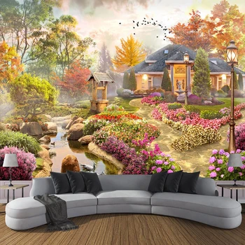 

Custom Mural Wall Papers Home Decor Garden Villa Landscape 3D Photo Wallpaper For Living Room Bedroom Decoration Papel De Parede