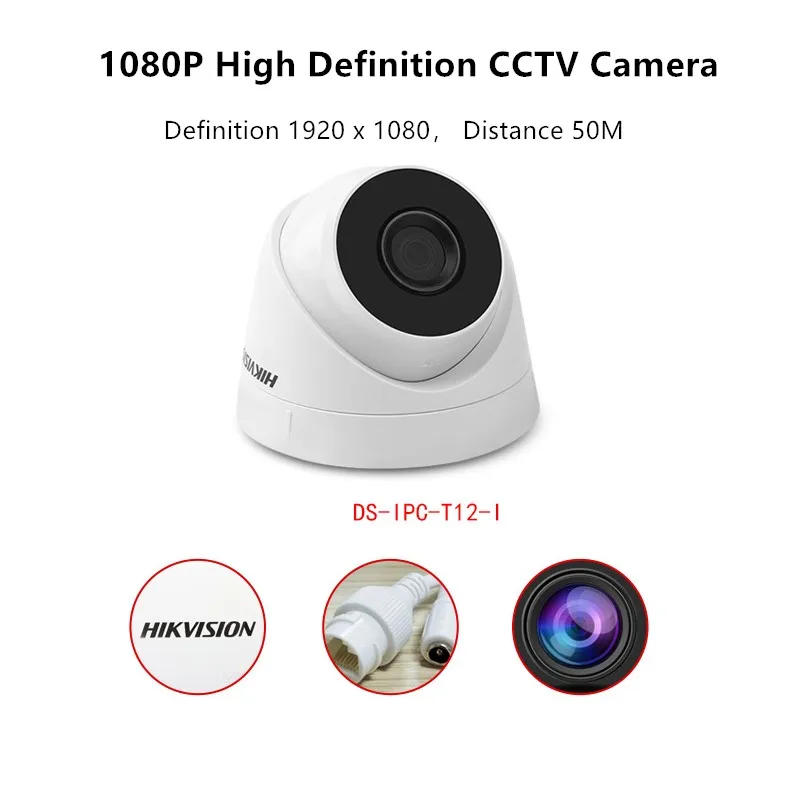 HIKVISION купольная сетевая камера IP камера CCTV securit 2MP DS-IPC-T12H-I(/PoE) IR H.265
