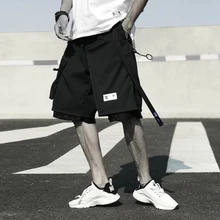 Techwear Functional Men Black Cargo Shorts Street Black Grunge Bottoms Techwear Functional Men Black Cargo Shorts Street Black Grunge Bottoms