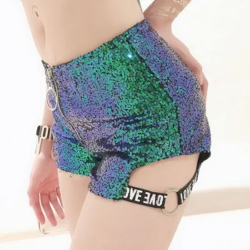 

2020 Summer New Cosplay Sexy Costume Paillette High Twist Alphabet Shorts Bar Night Entertainment Venue Singer Performance Wear