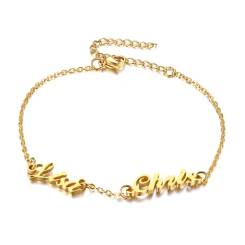 

Personalized Two Name Bracelet For Womengolden Custom Initial Letters Best Friend Sister