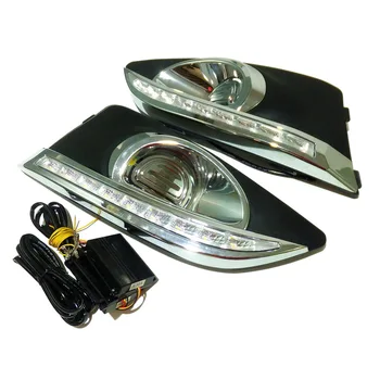 

July King LED Daytime Running Lights with Fog Lamp cover case for Chevrolet Aveo Sonic 2011-15, LED DRL with Yellow Turn Signals