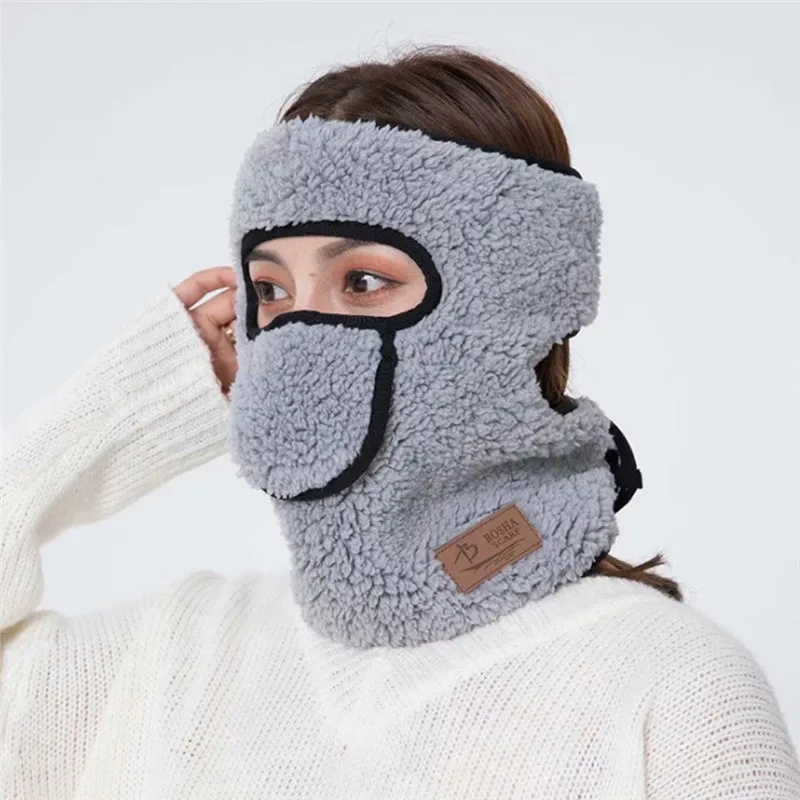 grey Зимняя Маска для лица, для шеи, ветрозащитная, для велосипеда, Полузащита слуха, для велоспорта, катания на лыжах, бега, маска для лица - Цвет: grey
