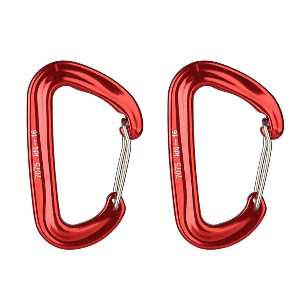 2 Pcs D Shape Carabiner Clip Key  Holder Chain Cable Camping Hiking Hook