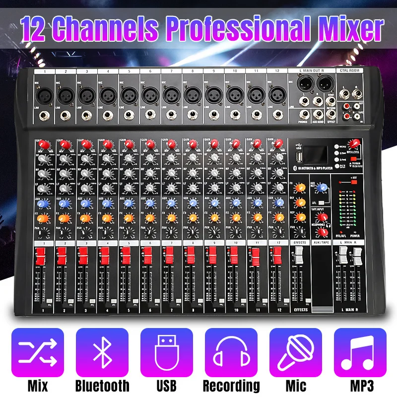 8/12 канальный DJ звуковой Миксер с Bluetooth USB Jack Профессиональный Live Studio караоке аудио