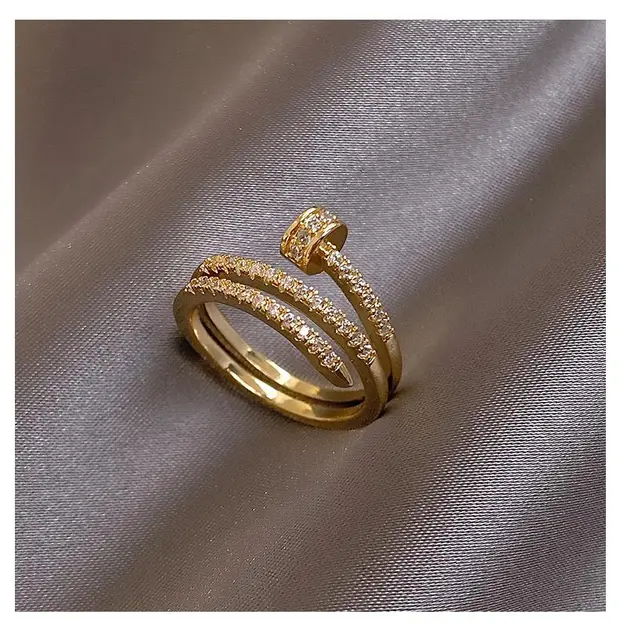 Korea New Fashion Jewelry Exquisite 14K Real Gold Plated AAA Zircon Ring Elegant Women's Opening Adjustable Wedding Gift 1