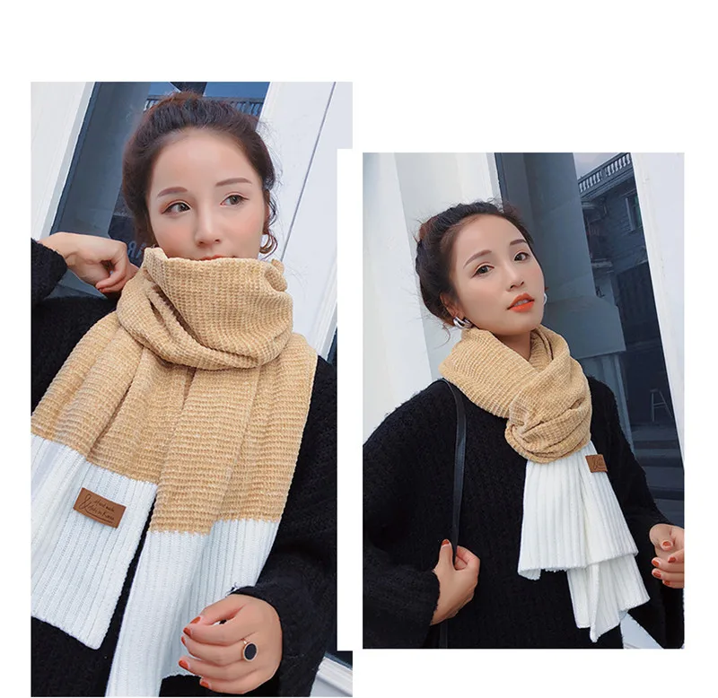 Pliktea белый желтый Лоскутные женские зимние шарфы розовый черный вязаный длинный шарф дизайн розовый красный корейский женский палантин шарф
