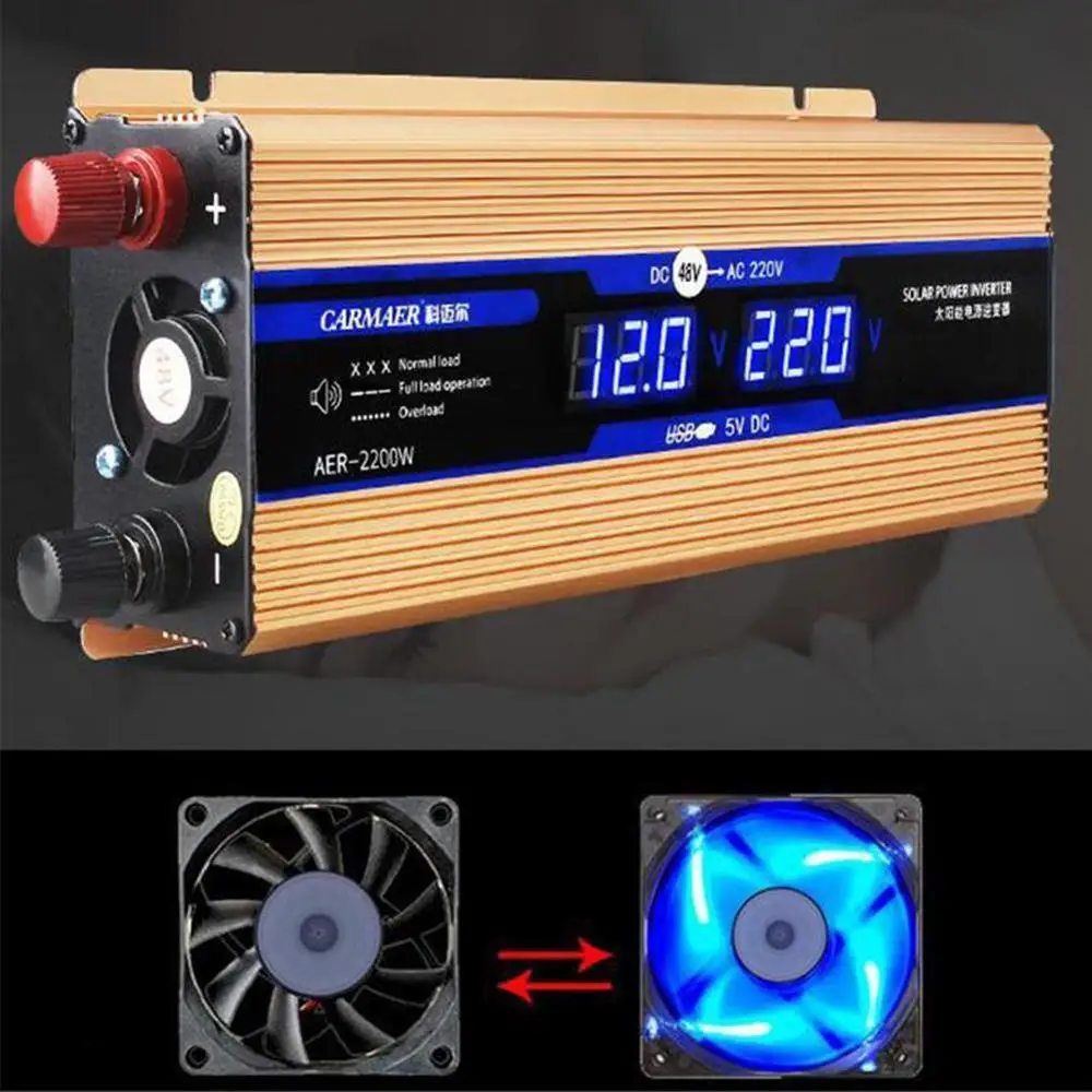

Car Inverter 12V 220V 2200W Pe ak Car Power Inverter 12V Solar Black Style Transformer Inversor To Voltage 220V Converter M7E1