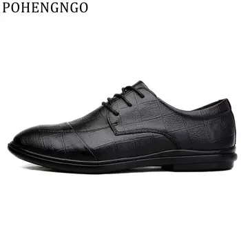 

2019 Genuine Leather men dress shoes lace-up Office men A suit shoes Italian retro formal business men wedding flats