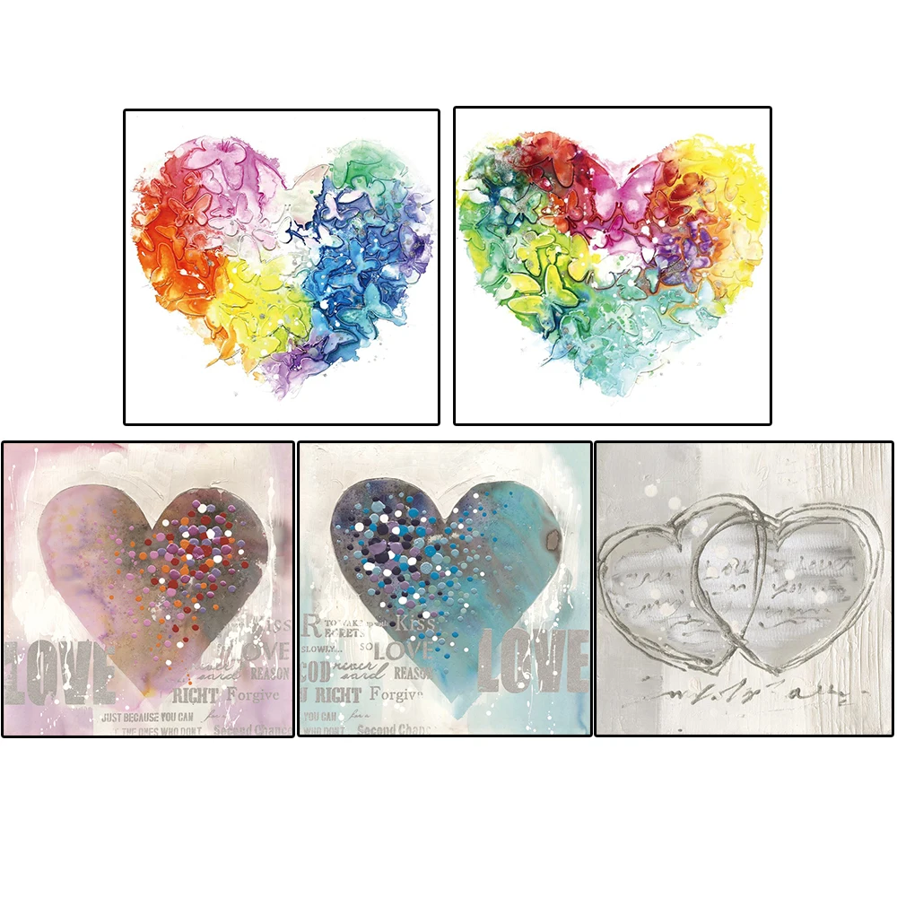 

Abstract Heart Full Of Colorful Butterflies Dots Painting 100% Hand Painted Oil Painting On Canvas Wall Art For Home Decoration