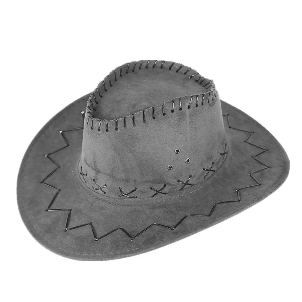 Classical Unisex Leather Cowboy Hats Women Men Big Brim Western Cowboy Hat For Dad Gentleman Lady Sombrero Hombre Jazz Caps