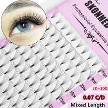 12 строк смешанной длины, готовые русские объемные вееры, ресницы из искусственной норки, накладные ресницы 0,07 C/D, завитки 3D~ 10D 8~ 15 мм, макияж для глаз