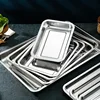 304 Stainless Steel Barbecue Tea Storage Serving Trays Rectangle Steamed Rice Sausage Plate Grill Meat Restaurant Metal Utensils 5