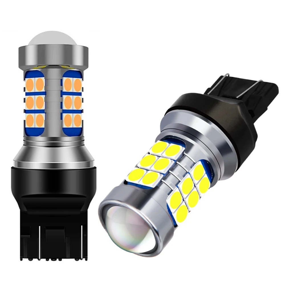 

2Pcs New T20 7443 W21/5W Super Bright 3030 LED Car Tail Brake Bulb Turn Signal Auto Daytime Running Light Rear Parking Lamps