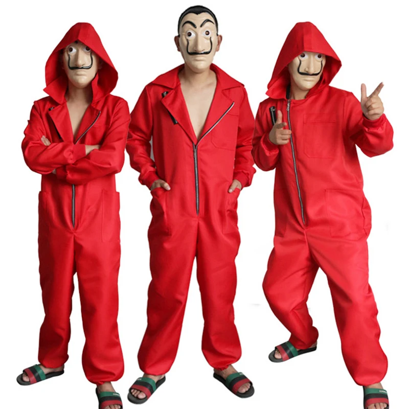 

Halloween Party adult kids Salvador Dali Movie Costume Money Heist The House of Paper La Casa De Papel Cosplay with Face Mask