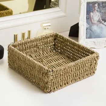 

Multifunctional Woven Basket Storage Basket for Toilet Tank Top Decorative Basket For Bedroom Bathroom Entryway Office