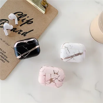 

Luxury Plating Marble Texture Case For Apple Airpods Pro Cover Silicone Bluetooth Earphone Case For Air pods Pro Headset Cases