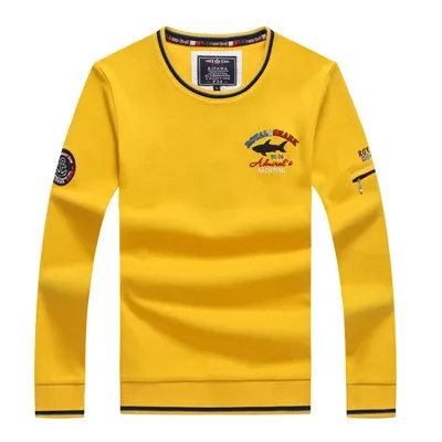 8833-YELLOW Высокое качество, модный мужской свитер с круглым вырезом, вязаный Повседневный пуловер, Tace& Shark, брендовые свитера, желтый, красный, темно-синий, белый - Цвет: 8833-YELLOW