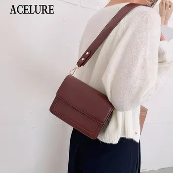 

ACELURE Solid Color Fashion Small Shoulder Bags for Women PU Leather Crossbody Bags Female Party Shopping Handbags Purse Flap