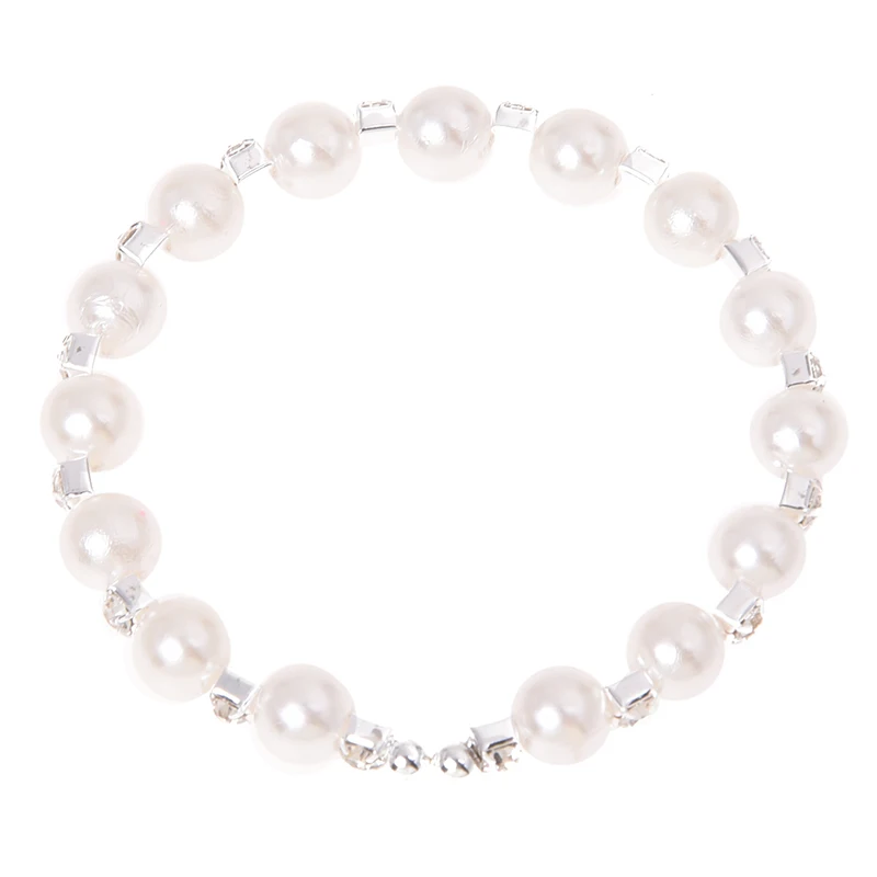 

Fashion Wedding Bridal Pearl Rhinestone Single Row Bracelet Stretch