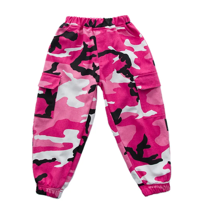 Серые, розовые камуфляжные штаны Детская Одежда для танцев в стиле хип-хоп для девочек штаны для джаза костюмы бальные танцы Одежда для танцев - Цвет: Pink