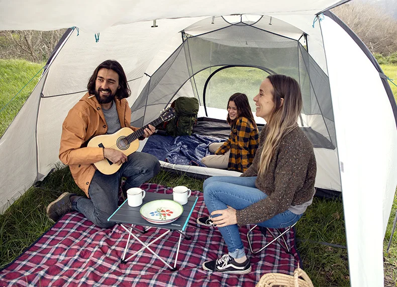 Нн Naturehike 3 Человек Открытый Семейный тент для кемпинга двухсторонний большой фойе серебро пастинг Защита от солнца водостойкий открытый C