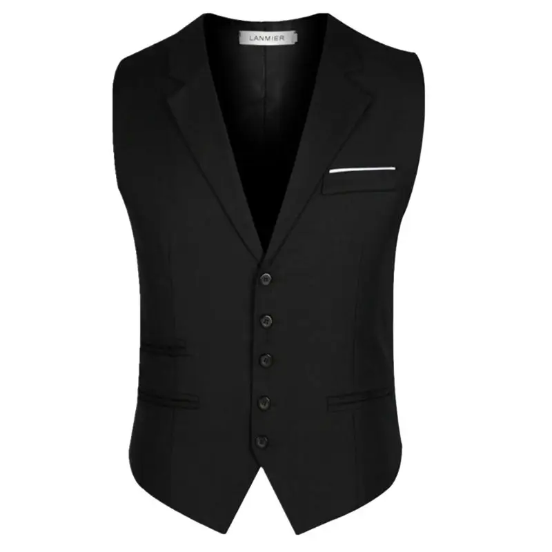 Для Мужчин's Мода боты Бизнес Формальные Slim Fit платье без рукавов костюм со смокингом Детская жилетка - Цвет: Черный