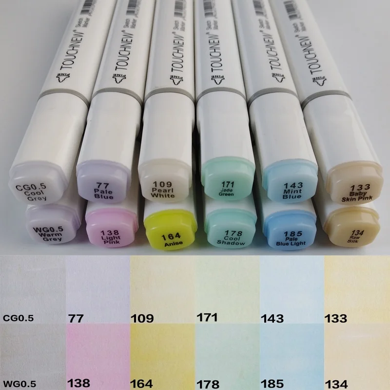 

12 Colors/set TOUCHNEW Pastel Color Serie Alcohol Basic Colors Manuscript Manga Design Dual-Ended Artist Sketch Creative Gift