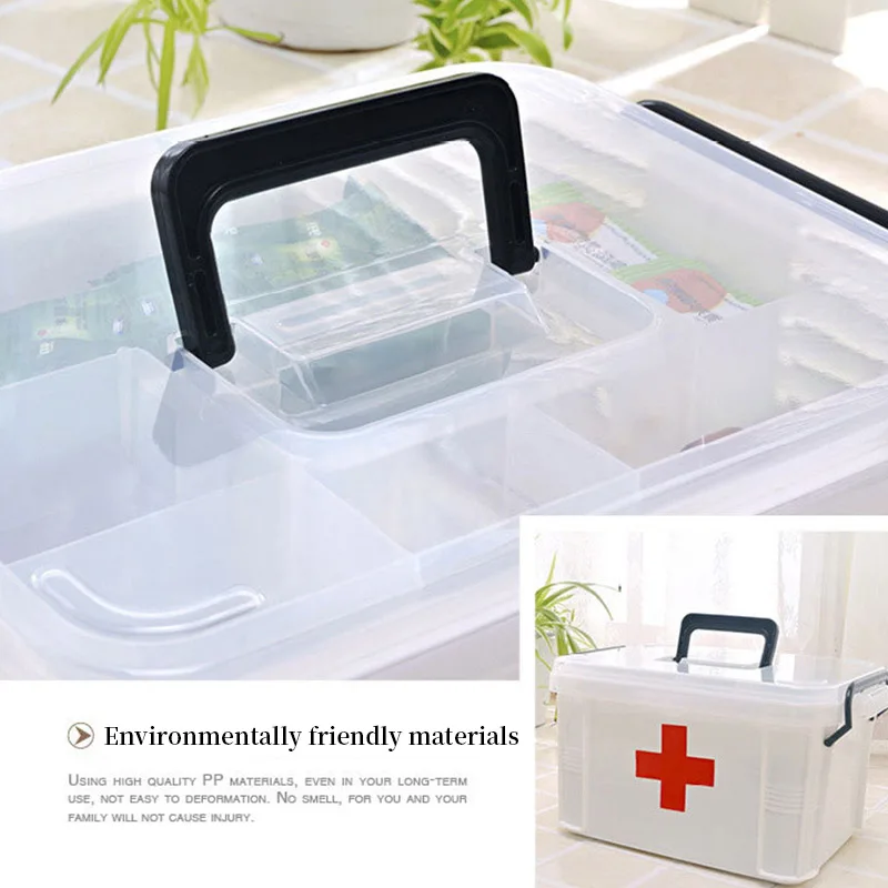 Портативные медицинские наборы PP пластиковый ящик коробка для лекарств домашние инструменты первой помощи многослойный органайзер для хранения медицина коробка