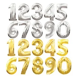 16inch 32inch Gold Silver 0-9 Number Foil Balloons Digit Helium Balloon Birthday Wedding Decor Air Balloons Event Party Supplies