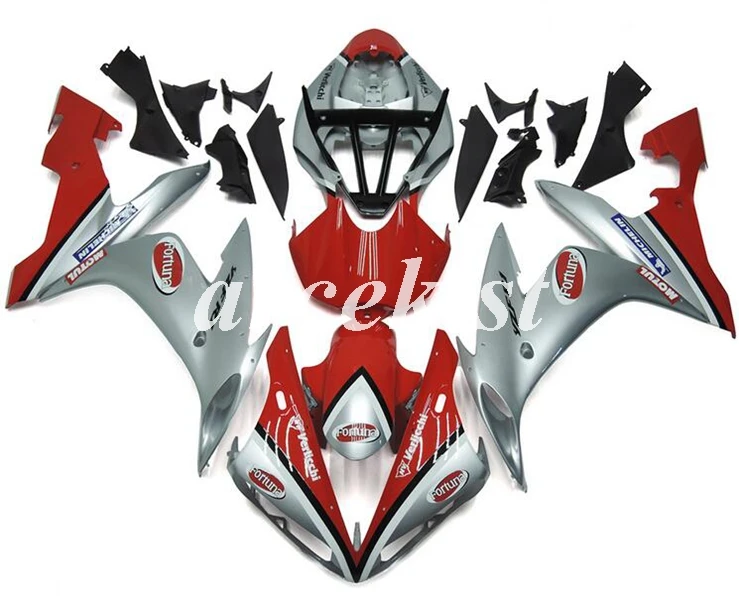 ABS литья под давлением полный обтекатель комплект подходит для YAMAHA YZF-R1 2004 2005 2006 YZF R1 04 05 06 YZF1000 на заказ Серебряный Красный