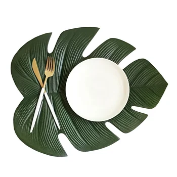 

Simulation Tropical Palm Place Mat PVC Mats Home Garden Kitchen Dining Pads Christmas Ornaments Tablecloths