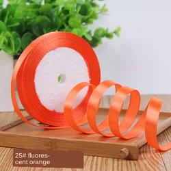 10mm Satin Ribbon - 25 Yards of White, Red, and Pink for DIY Crafts and Sewing Projects (Fluorescent orange)