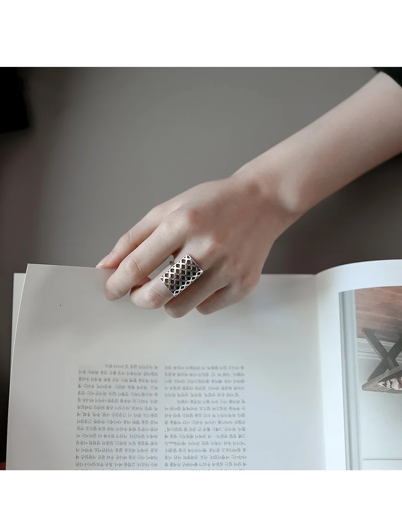 Bijoux, богемное, винтажное, 925 пробы, серебряное, полое, прямоугольное, кольца для женщин, Обручальные, кольца для девушек, вечерние, подарки, Anillos