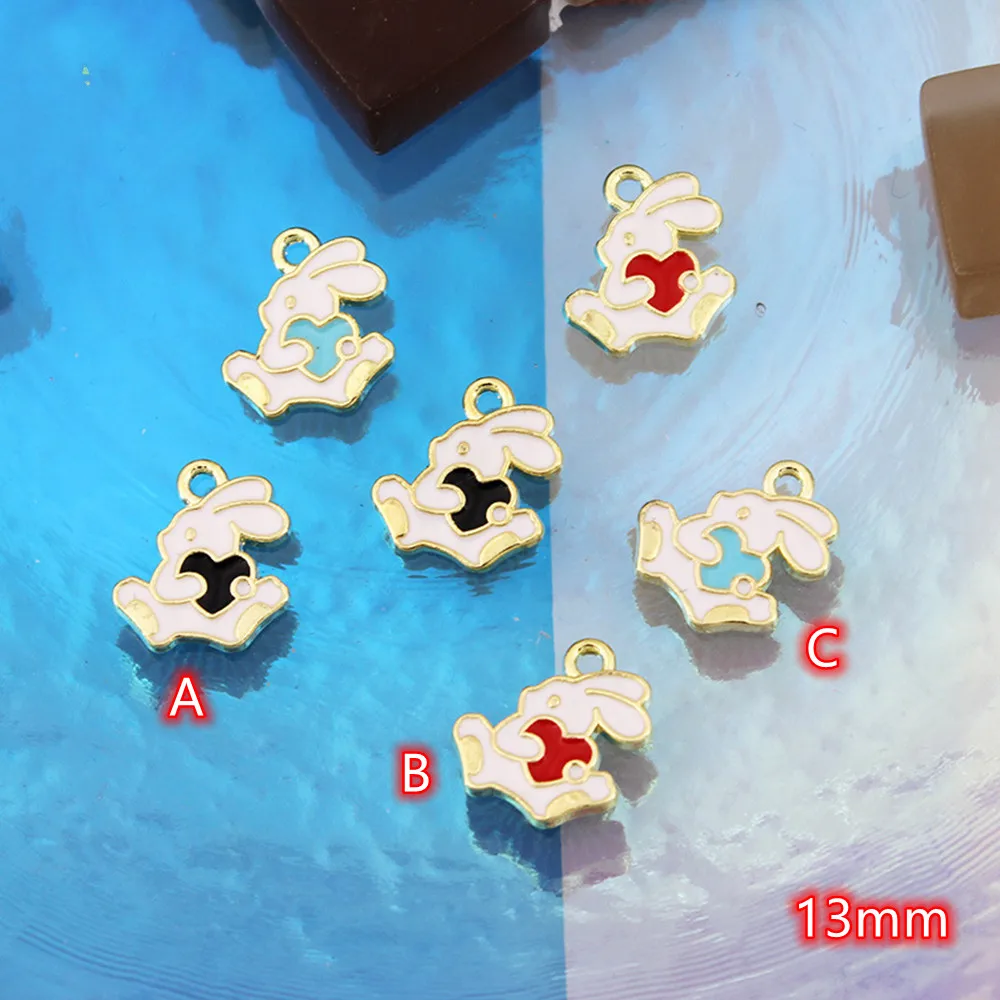 

Cartoon Rabbits with Heart Charm 20pc Enamel Charms for Necklaces Earrings Making Accessories Kawaii Pendants Diy Jewelry Making