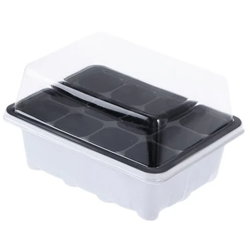 

12 Pack Seedling Tray Seed Starter Tray with Dome and Base 12 Cells for Gardening Bonsai-White