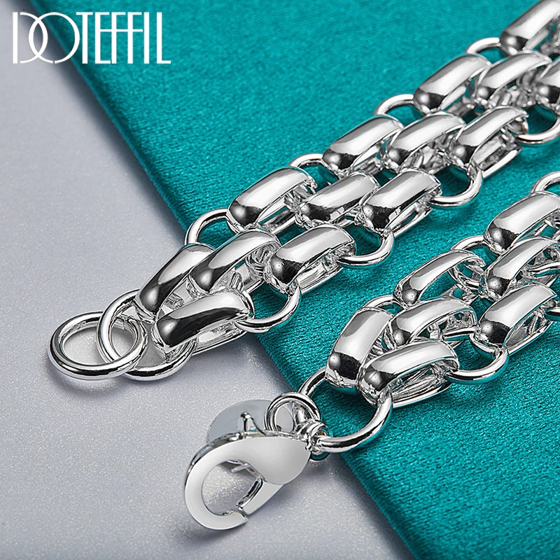 Silver bracelet Lnterlocking Circle Bracelet Chain for Women Fashion Charm Wedding Engagement Party Jewelry