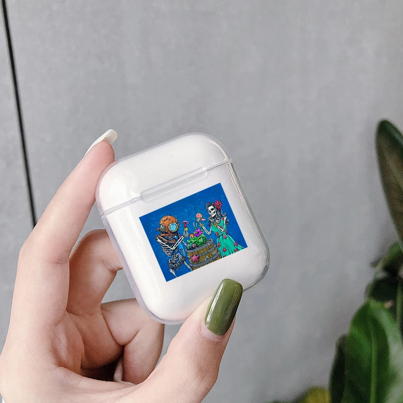 Модный ретро череп для Apple Airpods1/2 чехол Роскошный прозрачный Bluetooth наушники защитный чехол для Airpods мягкий чехол s