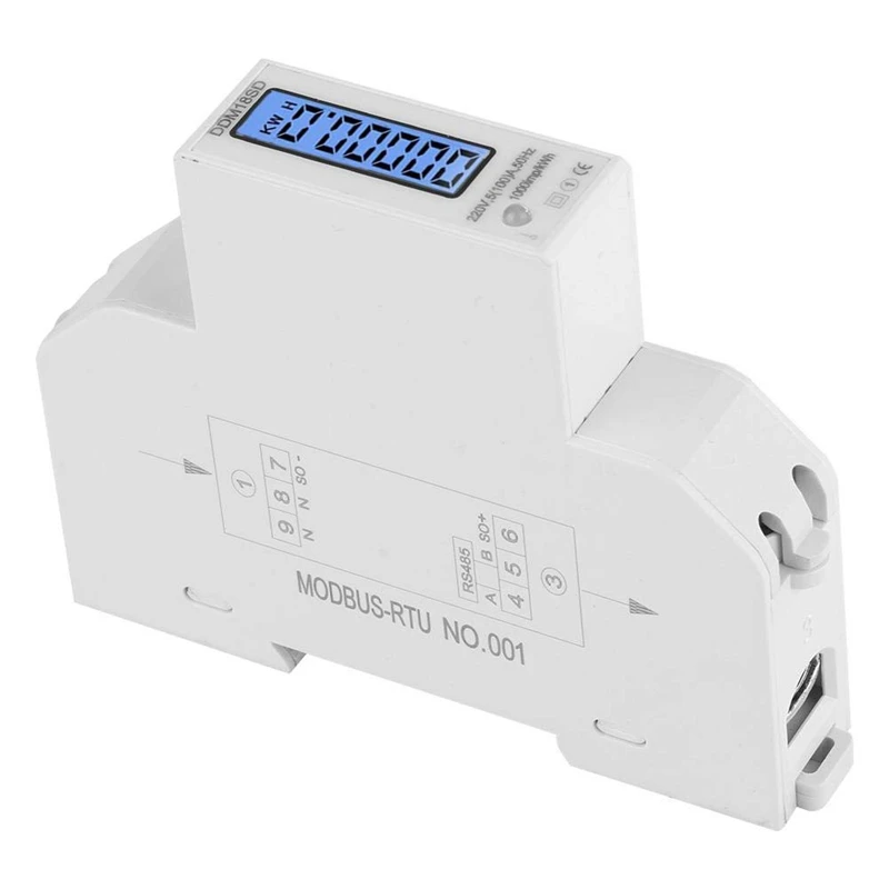5-100A 220V Energy Meter Single Phase RS485 MODBUS Protocol LCD Backlit Display Din Rail Watt | Электроника
