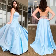 Последние Простые Выпускные платья спагетти открытая спина развертки Поезд Формальные Вечерние платья дешевые платья для особых случаев сексуальные Vestid