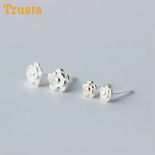 Trusta 925 пробы серебряные ювелирные изделия для женщин модные милые миниатюрные серьги-гвоздики 5 мм 4 мм подарок для девочек