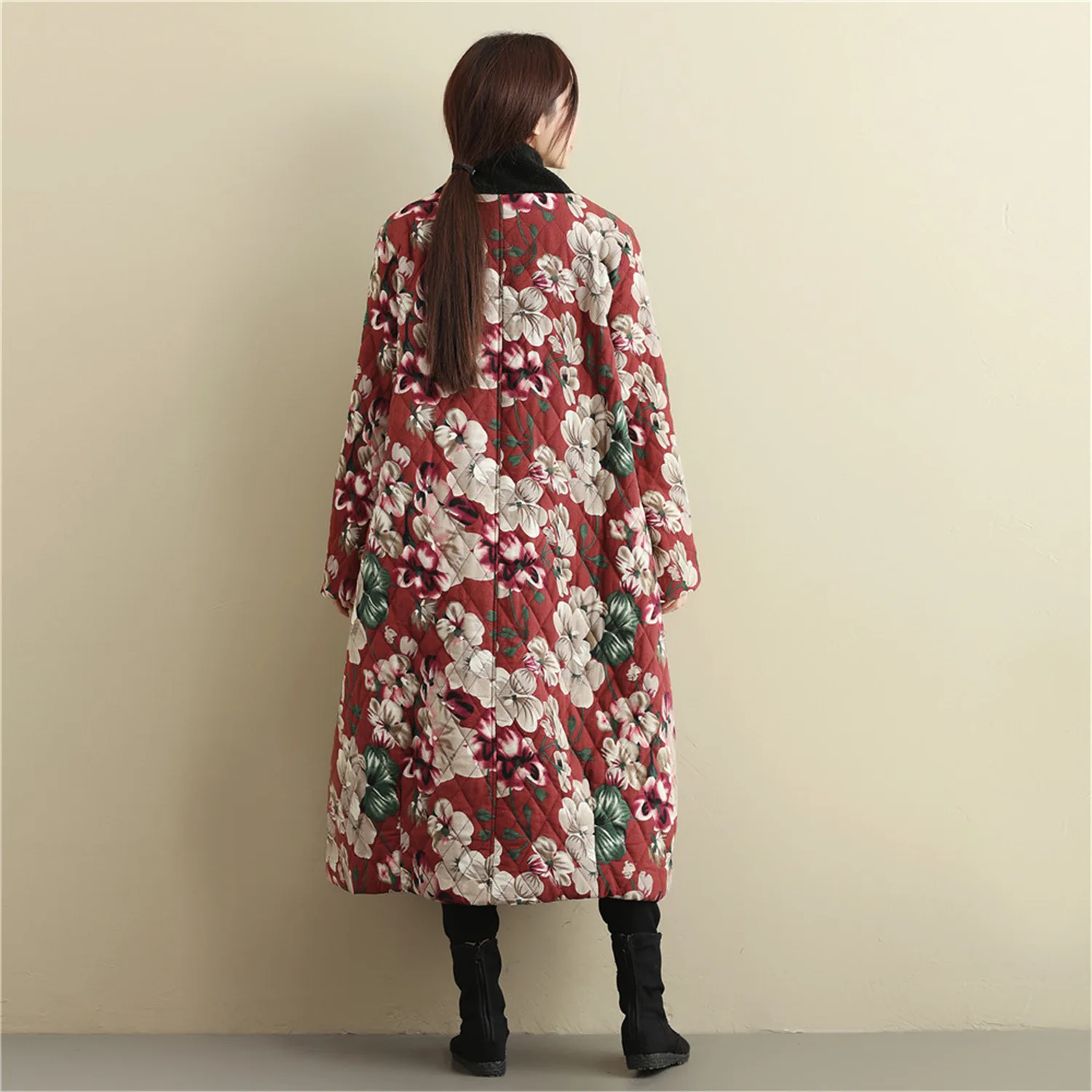 

Ma Fan New Style Cotton Linen du dan Flower Cotton-padded Jacket Retro Plus-sized Loose-Fit Comfort Edition Winter Korean-style