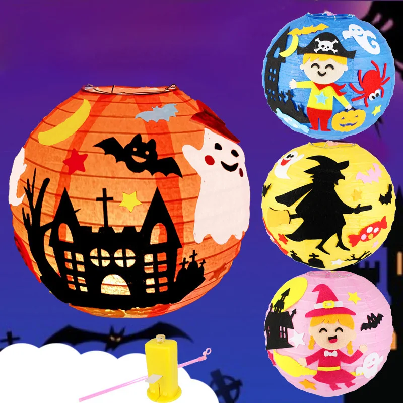 

DIY Halloween Lantern Witch Pumpkin Paper Color Lanterns Halloween Handicraft Toy Baby Kids DIY Handmade Craft Toys Xmas Gift