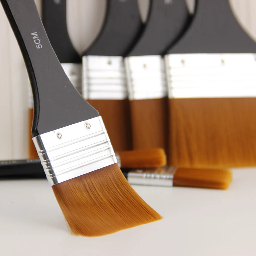 수채화 오일 아트 페인트 브러시, 나일론 헤어 페인팅 아트 브러시, 청소하기 쉬운 나무 청소 브러시, 7 가지 스타일, 1 개