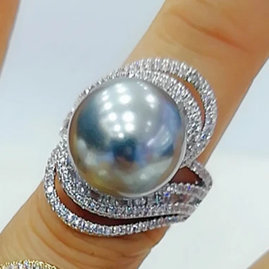 GODKI, трендовые массивные кольца с крученым жемчугом для женщин, кубический циркон, кольца на палец, бусины, очаровательное кольцо, богемное пляжное ювелирное изделие - Цвет основного камня: B